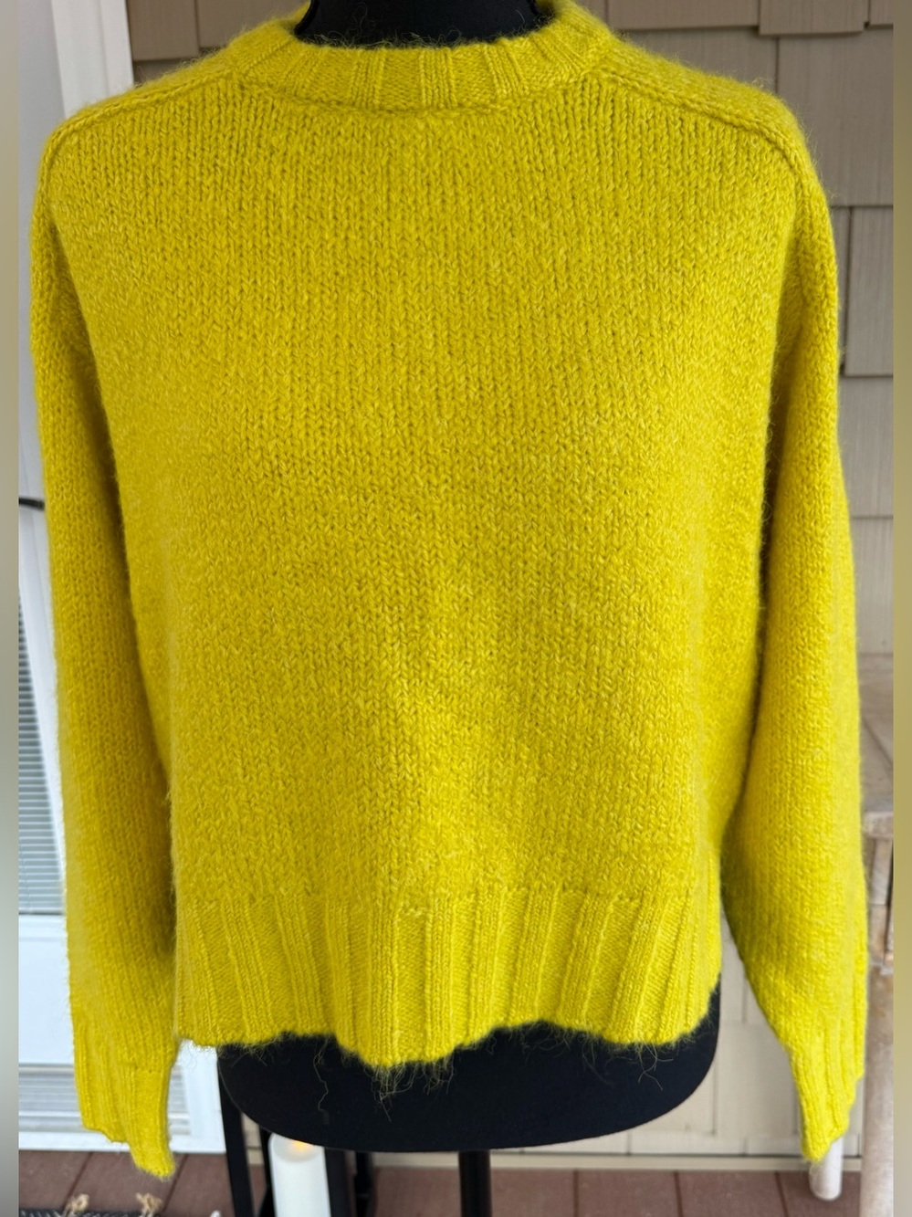 Pistola Zest Yellow Fuzzy Knit Sweater XS Alpaca Blend Cropped Pullover
